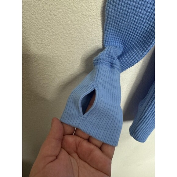 Aerie Size XS Waffle Knit Takes Two To Tango Thermal Top Blue Long Sleeve NWT - Picture 13 of 14